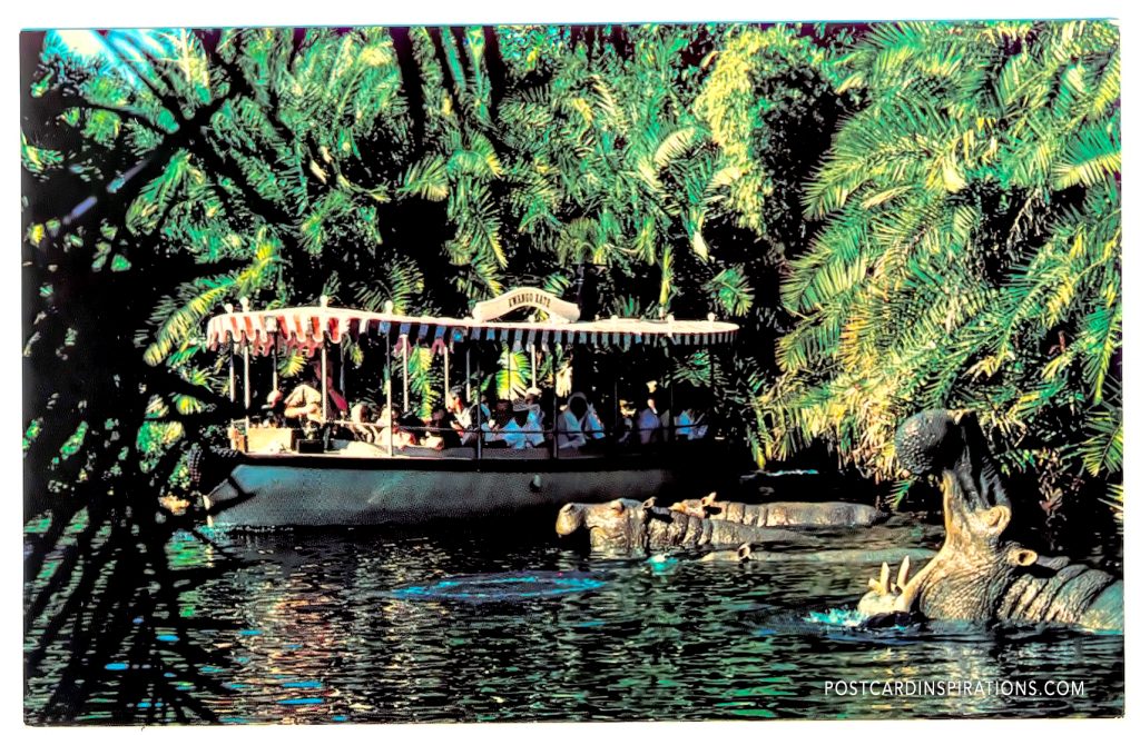 Jungle Cruise (Postcard) ... Adventure lurks at every band on the winding rivers as guests enjoy an explorer's boat cruise in Adventureland.