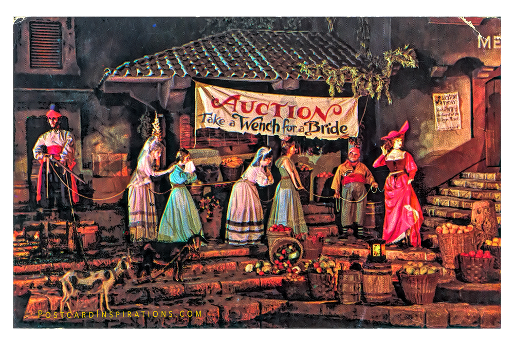 Take A Wench For A Bride (Postcard)

After looting and plundering a captive city, fun loving pirates hold an auction… pirate style.  And everything goes to the highest bidder, from five bawdy wenches to two skinny goats.